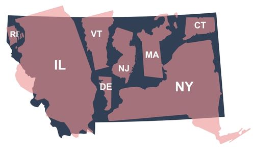 Figure 1. Montana’s Vast Size Highlights Health Equity Challenges

    RI 

    IL 

    VT 

    NJ 

    MA 

    CT 

    DE 

    NY 